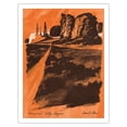 thumbnail image 1 of Monument Valley Arizona - Sandstone Buttes - Vintage Airline Travel Poster by David Klein c.1968 - Fine Art Matte Paper Print (Unframed) 20x26in, 1 of 4