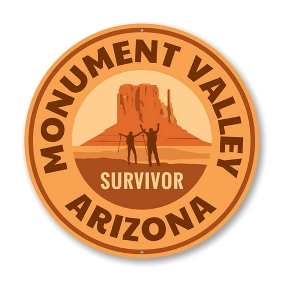 Monument Valley Arizona Survivor Aluminum Metal Decor Sign - 12" Round