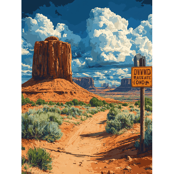 Monument Valley Desert Landscape Canvas Print/Wall Art Perfect for Living RoomDorm Room and Hotel Decoration.