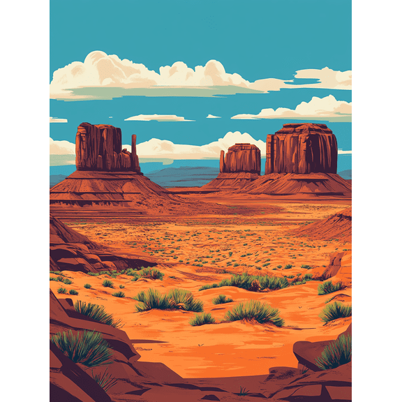 Monument Valley Desert Landscape Canvas Print/Wall ArtSuitable for Living Room Bedroom Office Hotel and Restaurant Decoration.