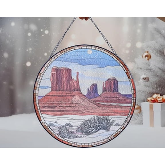 Monument Valley Glass Suncatcher: Arizona Utah Window Art, 3.5 in