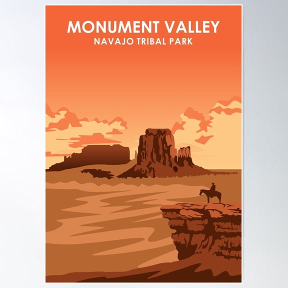 Monument Valley Vintage Minimal Retro Travel Poster Poster, 12x18 UNFRAMED