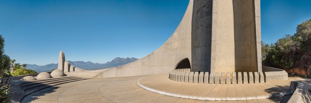 Monument with mountain range in the background Afrikaans Language Monument Paarl Cape Town Western Cape Province South Africa Canvas Art - Panoramic Images (6 x 18)