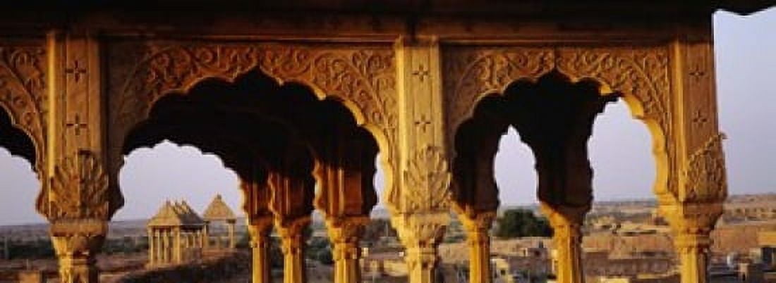Monuments at a place of burial Jaisalmer Rajasthan India Canvas Art - Panoramic Images (18 x 7)