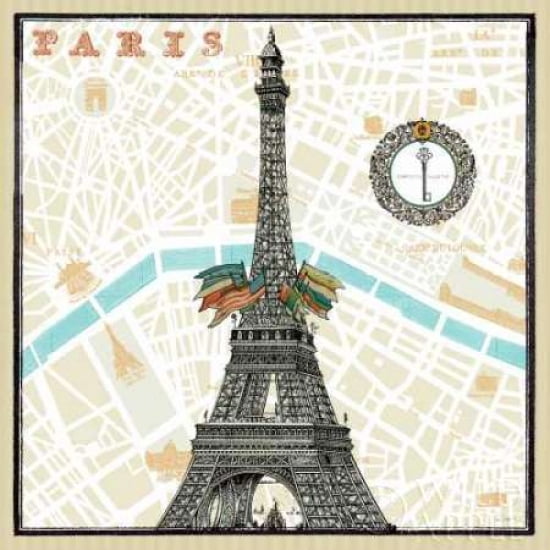 Monuments des Paris Eiffel Canvas Art - Sue Schlabach (24 x 24)
