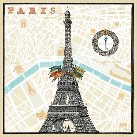 Monuments des Paris Eiffel Canvas Art - Sue Schlabach (24 x 24)