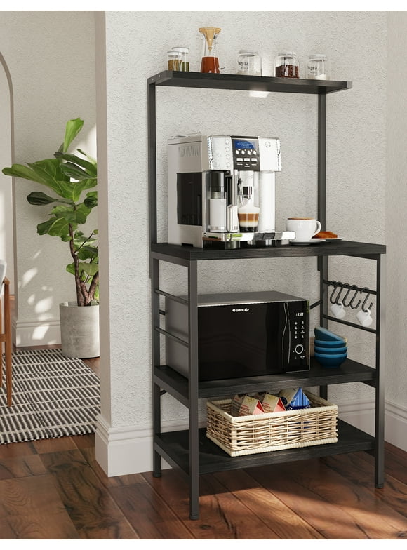 Monvane Kitchen Baker's Rack Storage Shelf Microwave Cart Oven Stand Coffee Bar,Black