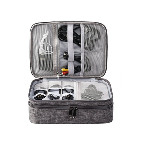 Monyance 3 layers electronics carrying case Cable Organizer Bag 3 Layers Travel Storage Bag Electronic Accessories Handbag(11.02X8.27X3.54Inches)