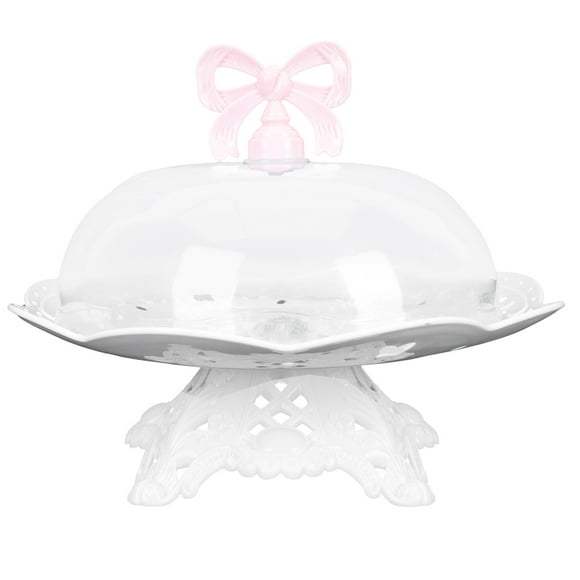 Monyance ABS Dish Clear Footed Cake Stand with Pastry Dome Cover for Desserts and More(10.24X10.24X7.87Inches)