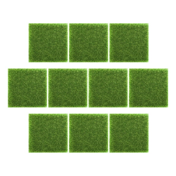 Monyance Artificial Grass Pad 10pcs Fake Moss Grass Rug Lawn - Synthetic Grass for Home & Shop Window - Green(5.91X5.91X0.2Inches)