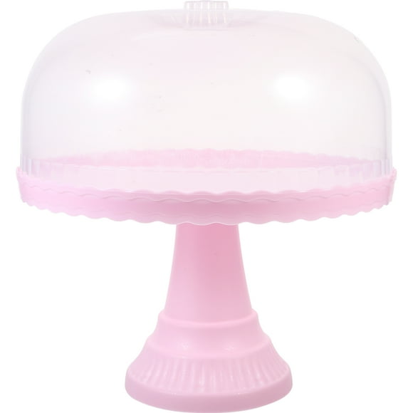 Monyance Birthday Cake Tray Acrylic Cake Stand with Dome Lid for Desserts and Fruits - Pink(12.99X12.6X12.6Inches)
