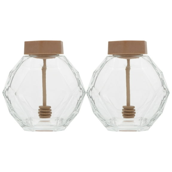 Monyance Clear Jars 2pcs Clear Honey Jar Bee Honey Bottle Clear Honey Jars Transparent Honey Jars(4.41X1.97X1.97Inches)
