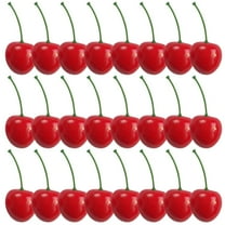 Monyance Fake Fruit 50pcs Fake Cherry Vivid Simulated Cherry Decor Fruit Shape Desktop Adornment(1.18X1.18X1.18Inches)