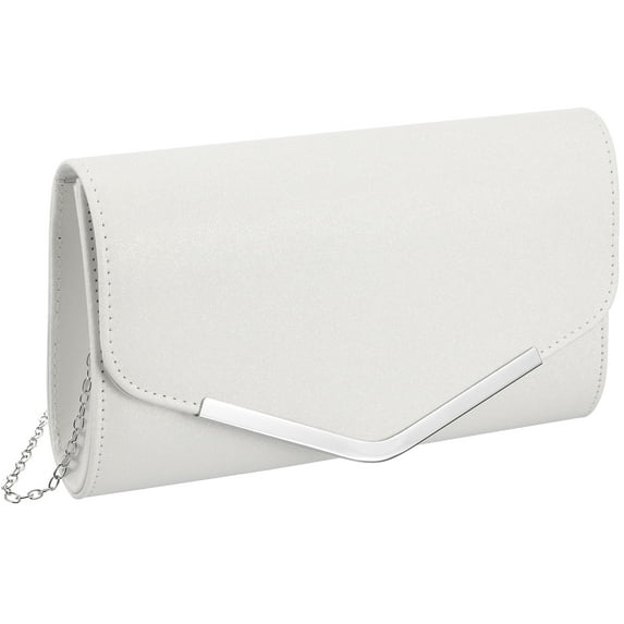 Monyance Fashion Clutch White Evening Bag Handbag Wedding Party Message Bag Clutch Bag Purse Simple Chain Bag for Women Ladies(9.45X5.51X1.97Inches)