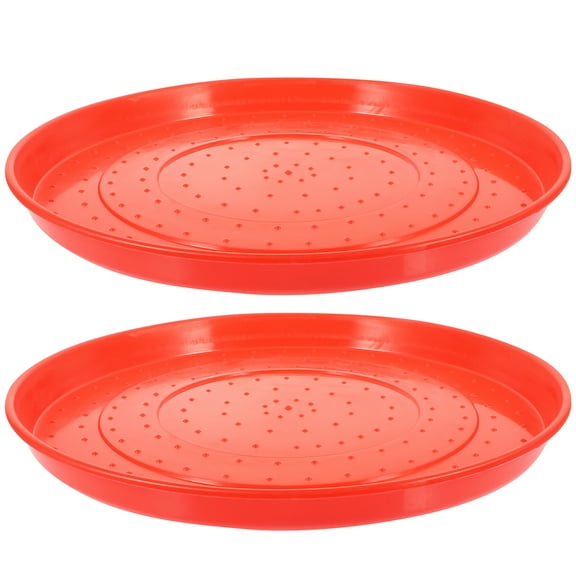 Monyance Feeding Plate 2 Pcs Poultry Feeder Food Feeding Tray Plastic Chicken Water Drinker Holding Plates(13.78X13.78X0.98Inches)
