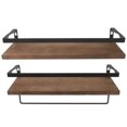 thumbnail image 1 of Monyance Floating Shelf For Wall 2 Rustic Wood Wall Shelves with Rail - Brown(15.75X5.91X5.12Inches), 1 of 10