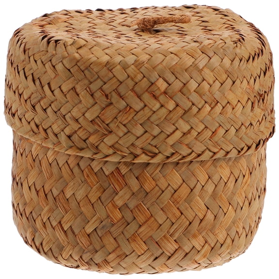 Monyance Flower Basket Woven Rattan Basket with Lid for Storage and Decor(4.72X3.94X3.94Inches)