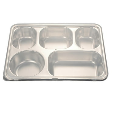 Monyance Food Divided Tray Stainless Steel Divided Plate with Lid for Controlled Diet (70 characters)(11.02X8.66X1.65Inches)