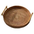 thumbnail image 1 of Monyance Fruit Container Basket Rattan Tray Wicker Fruitfor Small Woven Dinner Servingottoman Breakfast Decorative Bowls Round Storage(8.66X8.66X1.18Inches), 1 of 10