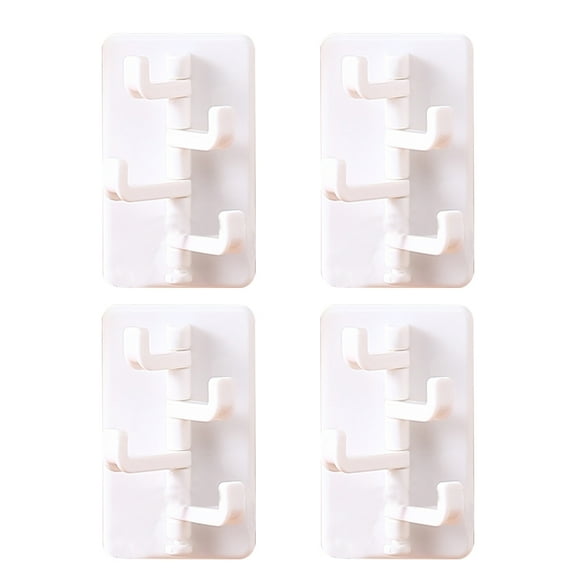 Monyance Hanging Hooks 4 Self-Adhesive Swivel Wall Hooks for Bathroom and Clothes - White(3.74X2.17X0.39Inches)