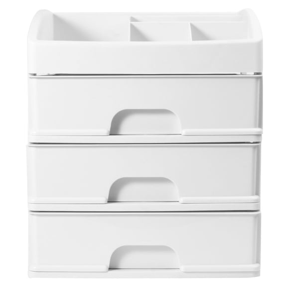 Monyance Jewelry Storage Case Cosmetics Storage Box Drawer Type Dresser Organizer Desktop Makeup Holder (White) (Three-layer)(10.63X7.48X12.2Inches)