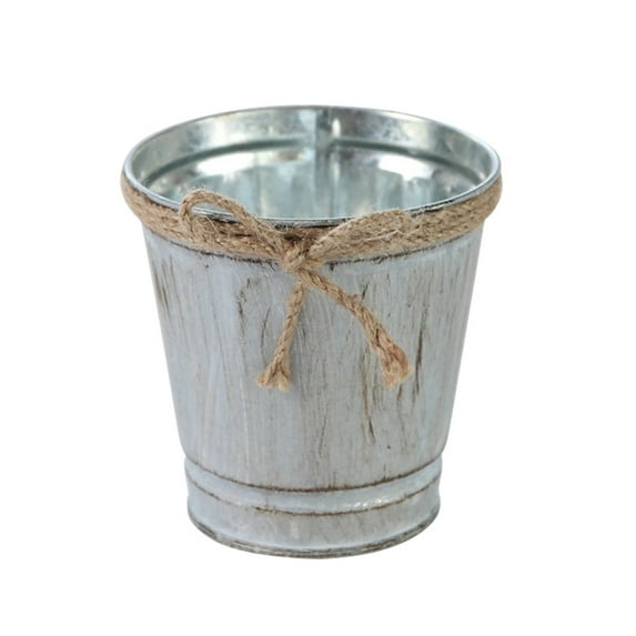 Monyance Metal Flower Vase Metal Bucket Flower Vase Rustic Farmhouse Planter for Home Office(3.74X3.54X3.54Inches)