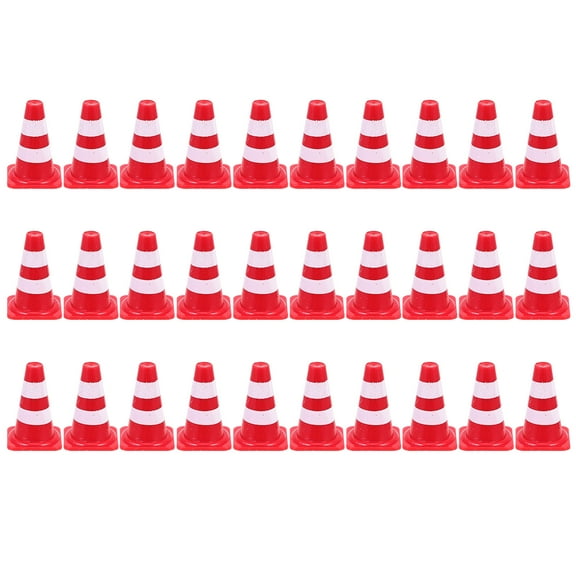 Monyance Mini Roadblock Mini Traffic Cones: 30pcs Reflective Safety Model(0.98X0.39X0.39Inches)