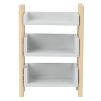 Monyance Mini Storage Rack Wooden Storage Shelf for Kids' Pretend Play (Grey)(4.69X3.23X1.54Inches)