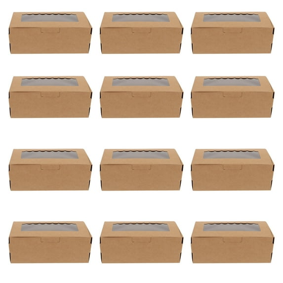 Monyance Muffin Box 12 Kraft Paper Cake Boxes with Window - Party Favor & Pastry Packaging(5.31X2.76X1.97Inches)