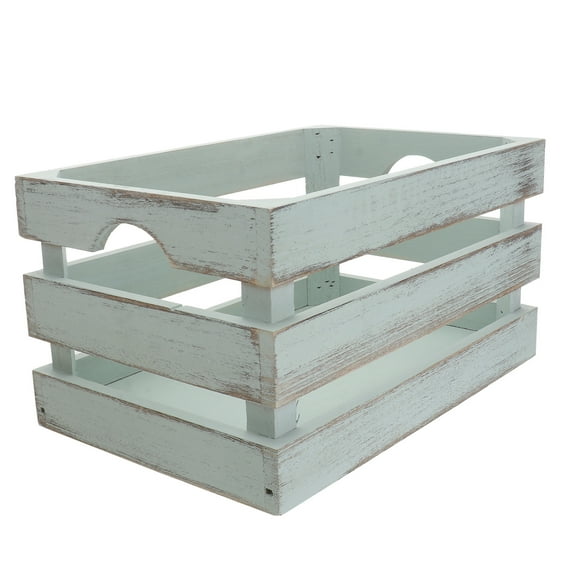 Monyance Multi-purpose Storage Container Green Wood Storage Crate for Kitchen or Cosmetics(11.81X7.87X6.3Inches)