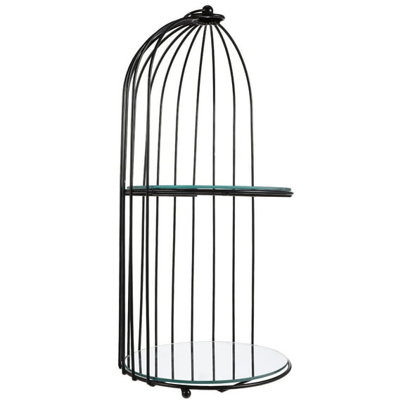 Monyance Nordic style storage rack 2 Tier Crystal Mirror Gold Bird Cage Cupcake Stand for Wedding & Party Decor(16.93X7.87X7.87Inches)