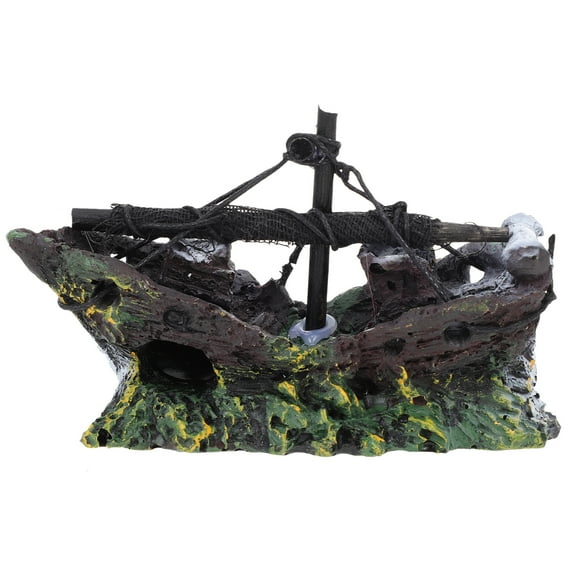 Monyance Pirate Sunken Ship Ornament Aquarium Shipwreck Decor Pirate Boat Wreck Ornament Home Decoration Tank Decor(5.12X1.97X3.94Inches)