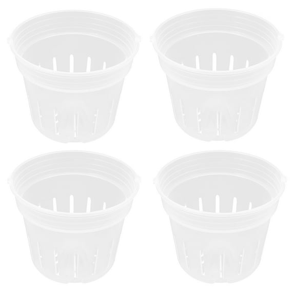 Monyance Planting Containers Clear Orchid Pots Nursery Pots (4pcs) Breathable Flower Planter Container(4.8X3.74X3.74Inches)