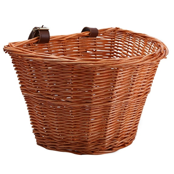 Monyance Rattan Basket Vintage Wicker Bike Basket with Straps - Brown(13.78X10.24X8.66Inches)