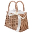 thumbnail image 1 of Monyance Rattan Woven Basket 1Pc Woven Storage Bag Basket - White Ribbon(9.25X6.1X5.12Inches), 1 of 11