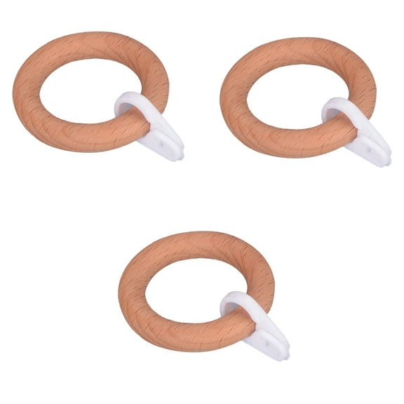 Monyance Roman Rod Rings 3Pcs Wooden Curtain Rings Hanging Connectors Pendants Circles Rings for Home(2.36X2.36X0.31Inches)