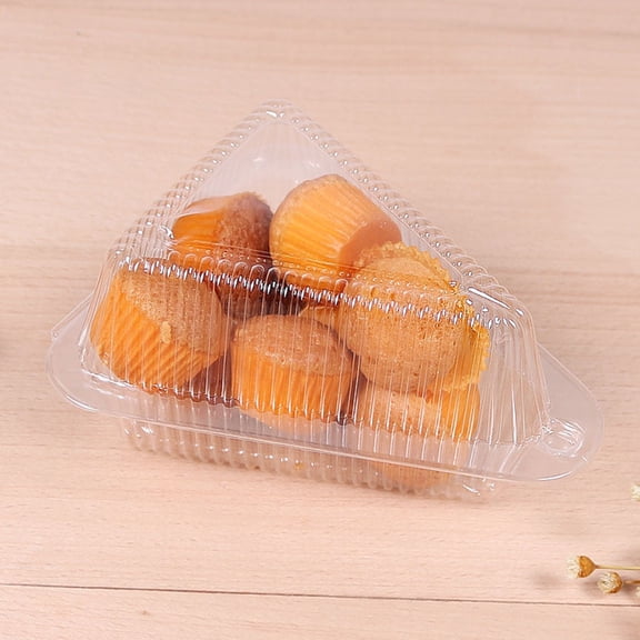 Monyance Small Pie Container 25 Clear Plastic Triangle Cake Boxes with Lids for Bakery Take Out(5.31X4.72X2.76Inches)