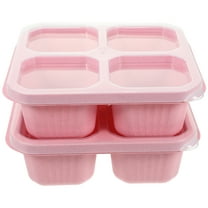 Monyance Snack Storage Box 2pc Divided Serving Tray w/ Lid Plastic Platter for Snacks & Food Storage(6.14X6.02X2.17Inches)