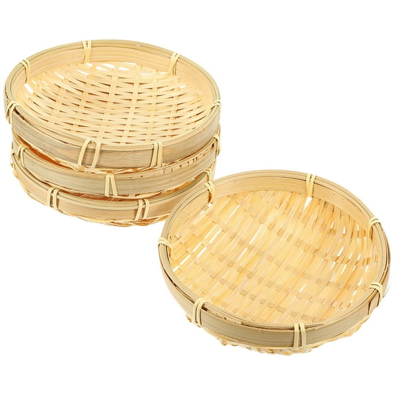 Monyance Snack Woven Plates 4pcs Kitchen Fruit Basket Vegetable Holder Snack Candy Nuts Plate Centerpiece(5.91X5.91X2.17Inches)