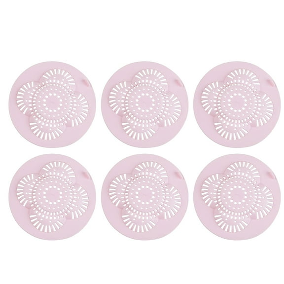 Monyance Toilet Sink Cover 6PCS Kitchen Sink Strainer Plug Bathroom Floor Drain Cover Anti-blocking Hair Drain Filter Covering Pad Sealing Plug (Pink)(4.72X4.72X0.79Inches)