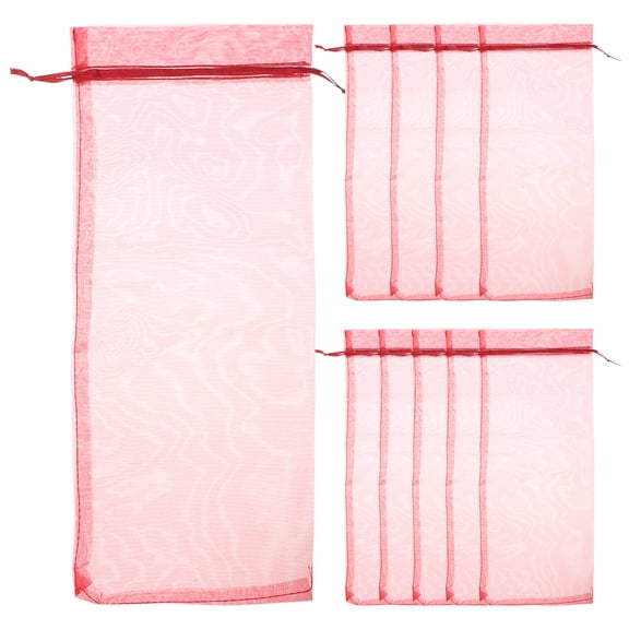 Monyance Wine bottle bags 10pcs Organza Bag Champagne Holder for Party/Home - Red(14.57X5.71X0.08Inches)