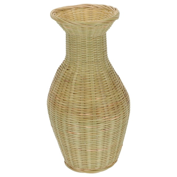 TAILTOSS Woven Bamboo Flower Vase Light Green Indoor Scene Layout 1Pcs 8.7x3.5in