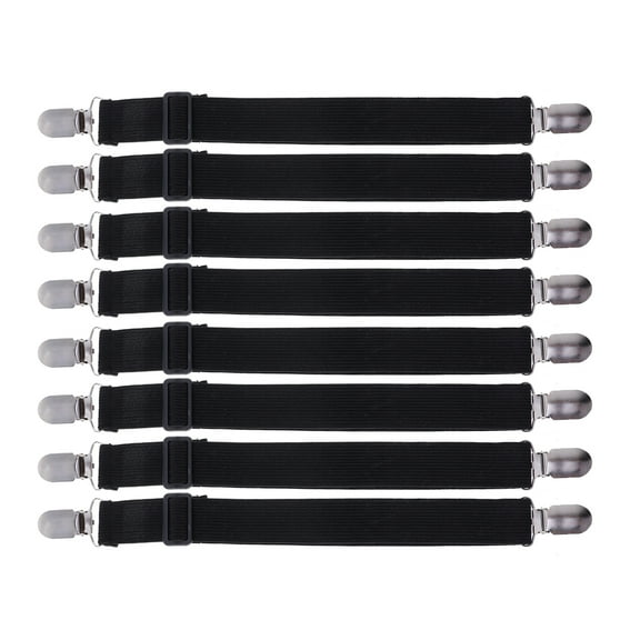 TAILTOSS Bed Sheet Grippers 8Pcs, Black, Strong Grip, Eco-Friendly, Keeps Corners Taut