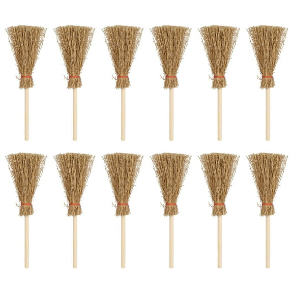 Monyance broom witch hanging 12 Pcs Straw Broom Wizard Decoration for Party Costume(3.74X1.57X0.79Inches)
