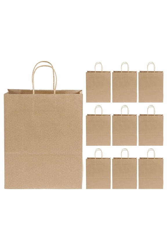 brown bags with handles bulk 10pcs Kraft Paper Bags with Handles - Light Brown(8.27X5.91X3.15Inches)
