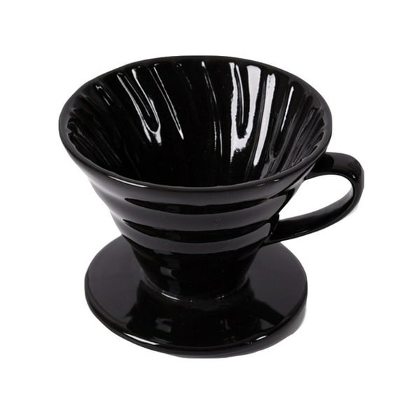 Monyance ceramic coffee dripper 1pc Ceramic Cone Shape Design Coffee Filter Cup Coffeepot Handmade Coffee Maker for Home Office (Black for 1-2 People Use)(3.82X3.82X3.15Inches)