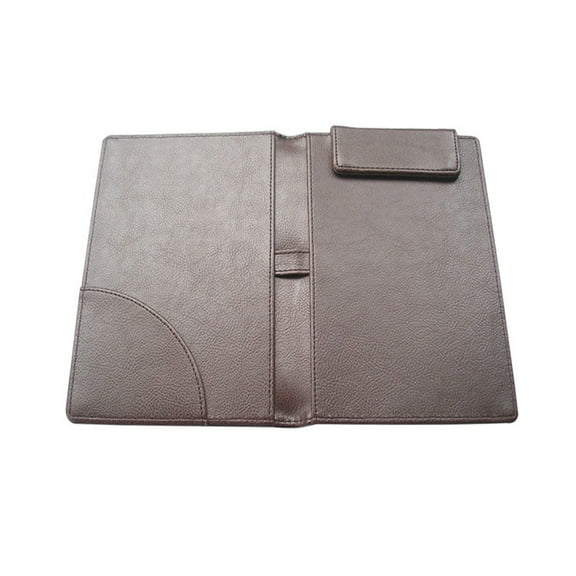 Monyance check holder PU Leather Menu Folder Guest Check Presenter with Pen Clip for Hotel Bar Salon KTV Restaurant (A066 Coffee)(9.06X5.91X0.39Inches)