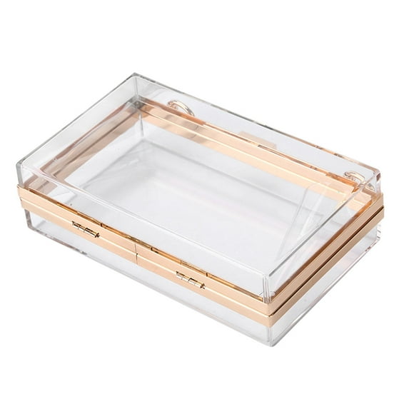 Monyance clear acrylic clutch Acrylic Transparent Clutch Chain Box Women Shoulder Bags Hard Day Clutches Bags Wedding Party Evening Purse(7.09X4.33X1.97Inches)