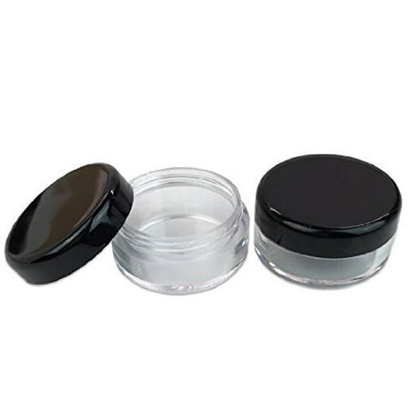 Monyance cosmetic containers 50pcs 5g/5ml Empty Sample Jars w/ Leakproof Lids, Black(1.14X1.14X0.59Inches)