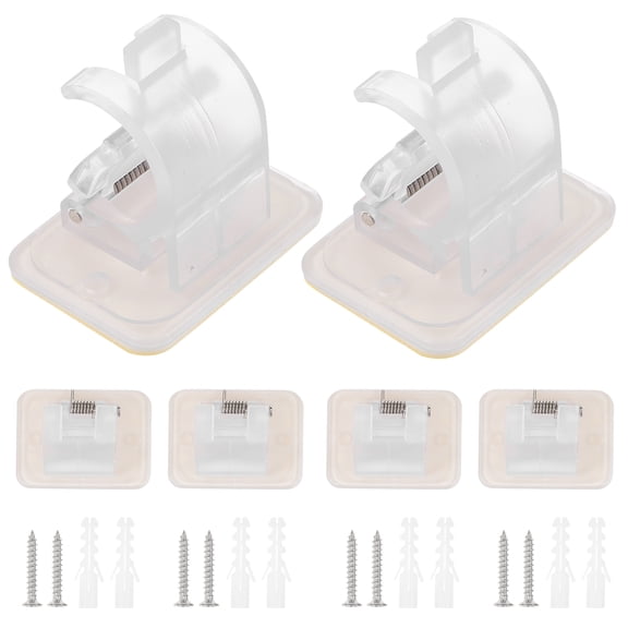 TAILTOSS 6Pcs Nail Free Adjustable Curtain Rod Bracket Holder Adhesive for Smooth Surface Walls